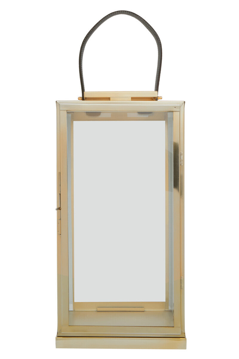 Large Gold Steel with Hair on Leather Handle Lantern | Herber
