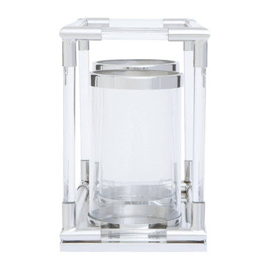 Double Silver Steel and Acrylic Candle Holder | Lucita
