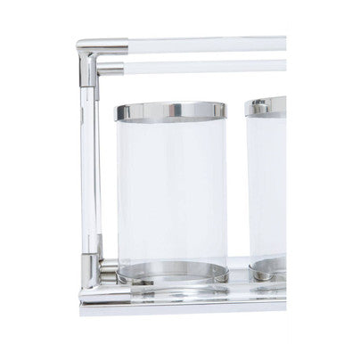 Double Silver Steel and Acrylic Candle Holder | Lucita