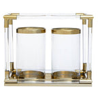 Double Candle Holder in Gold Finish and Acrylic | Lucita