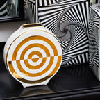 Gold and White Ceramic Round Vase | Curva