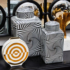 Gold and White Ceramic Round Vase | Curva
