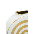 Gold and White Ceramic Round Vase | Curva