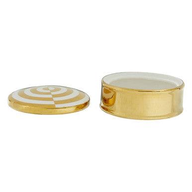Curva Round  Gold and White Trinket Box