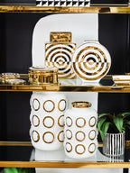 Curva Round  Gold and White Trinket Box