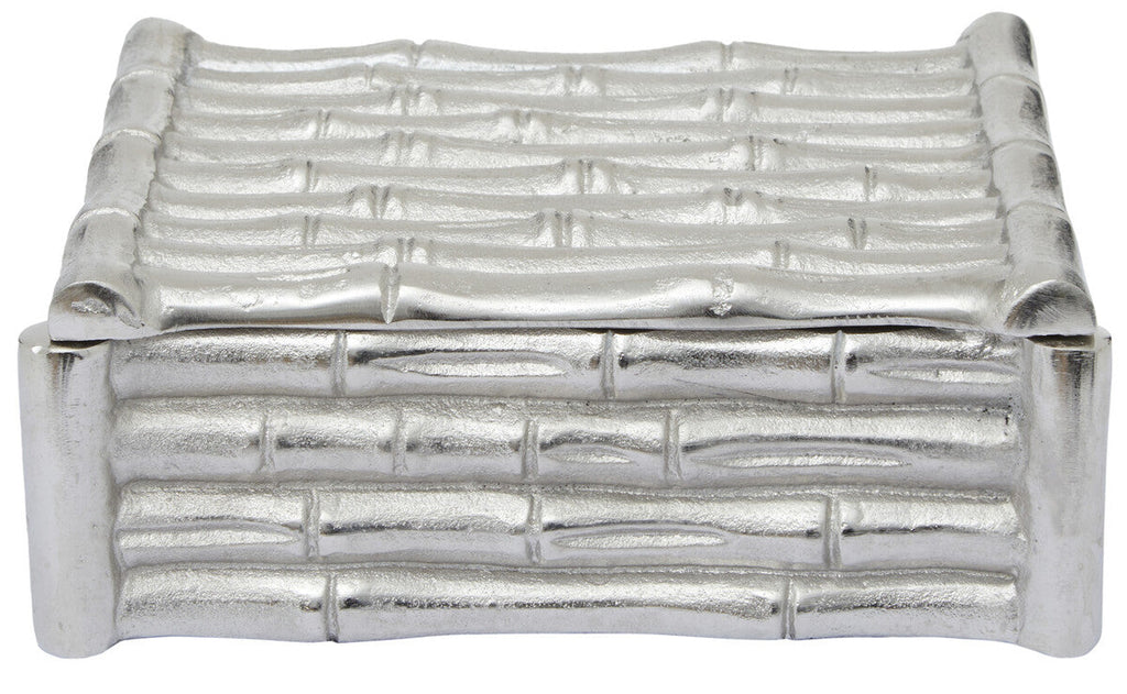 Small Silver Finish Bamboo Effect Trinket Box | Hiba
