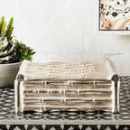 Small Silver Finish Bamboo Effect Trinket Box | Hiba