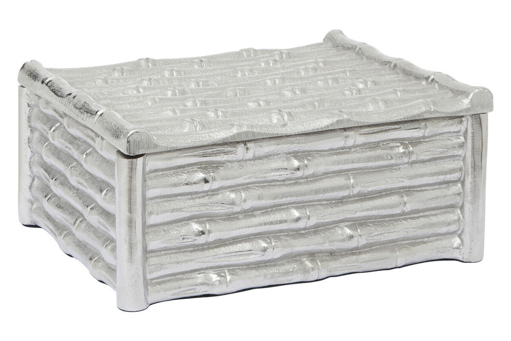 Large Silver Finish Bamboo Effect Trinket Box | Hiba