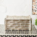 Large Silver Finish Bamboo Effect Trinket Box | Hiba