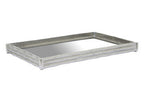 Silver Finish Bamboo Effect Mirrored Tray | Hiba
