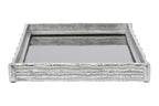 Silver Finish Bamboo Effect Mirrored Tray | Hiba