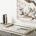 Silver Finish Bamboo Effect Mirrored Tray | Hiba