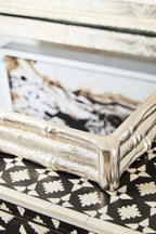Silver Finish Bamboo Effect Mirrored Tray | Hiba
