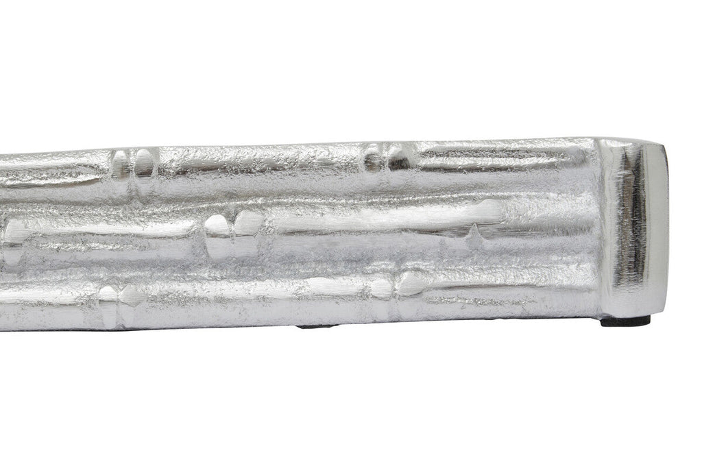 Silver Finish Bamboo Effect Mirrored Tray | Hiba