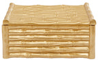 Hiba Large Gold Finish Bamboo Effect Trinket Box