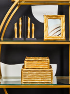 Hiba Large Gold Finish Bamboo Effect Trinket Box