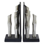 Set of Two Silver Finish Bamboo Effect Bookends | Hiba
