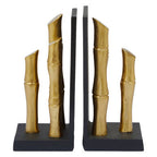 Set of Two Gold Finish Bamboo Effect Bookends | Hiba