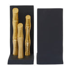 Set of Two Gold Finish Bamboo Effect Bookends | Hiba