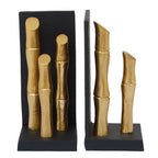 Set of Two Gold Finish Bamboo Effect Bookends | Hiba