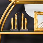 Set of Two Gold Finish Bamboo Effect Bookends | Hiba