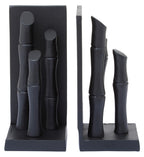 Set of Two Black Finish Bamboo Effect Bookends | Hiba