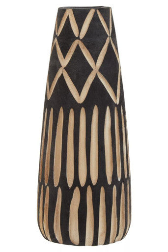 Arlo Small Engraved Wooden Vase.