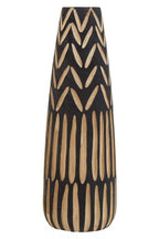 Large Wooden Engraved Vase in Black and Natural | Arlo