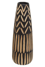 Large Wooden Engraved Vase in Black and Natural | Arlo