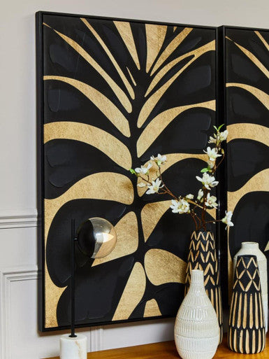 Large Wooden Engraved Vase in Black and Natural | Arlo