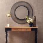 Large Wooden Engraved Vase in Black and Natural | Arlo
