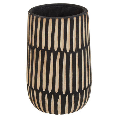 Large Natural and Black Wooden Vase | Arlo