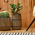 Large Natural and Black Wooden Vase | Arlo