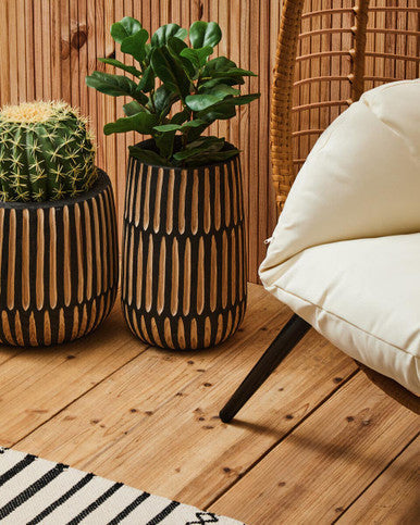 Large Natural and Black Wooden Vase | Arlo