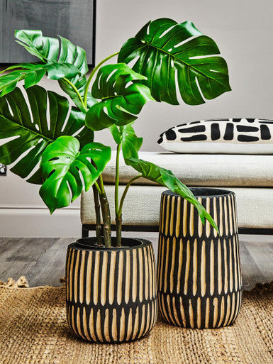 Large Natural and Black Wooden Vase | Arlo
