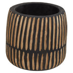 Large Engraved Natural and Black Wooden Planter | Arlo
