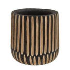 Large Engraved Natural and Black Wooden Planter | Arlo