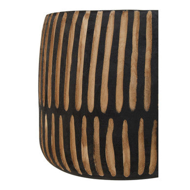 Large Engraved Natural and Black Wooden Planter | Arlo