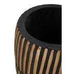 Large Engraved Natural and Black Wooden Planter | Arlo