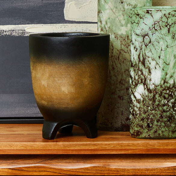 Small Wooden Black Ombre Planter | Arlo