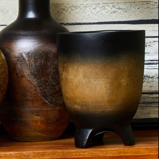 Large Wooden Black Ombre Planter | Arlo