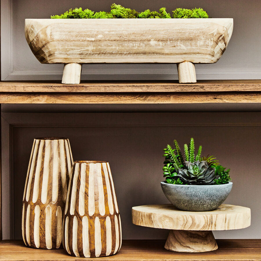 Small Brown and Natural Wooden Vase | Arlo