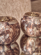Set of 3 Brown Marble Effect Tealight Holders | Garan