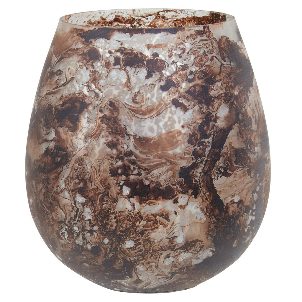Brown Marble Effect Large Candle Holder | Garan