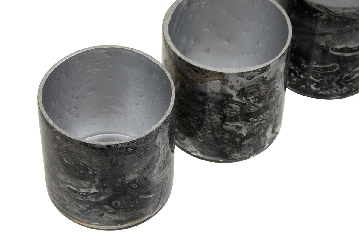 Set of 3 Grey Marble Effect Tealight Holders | Garan