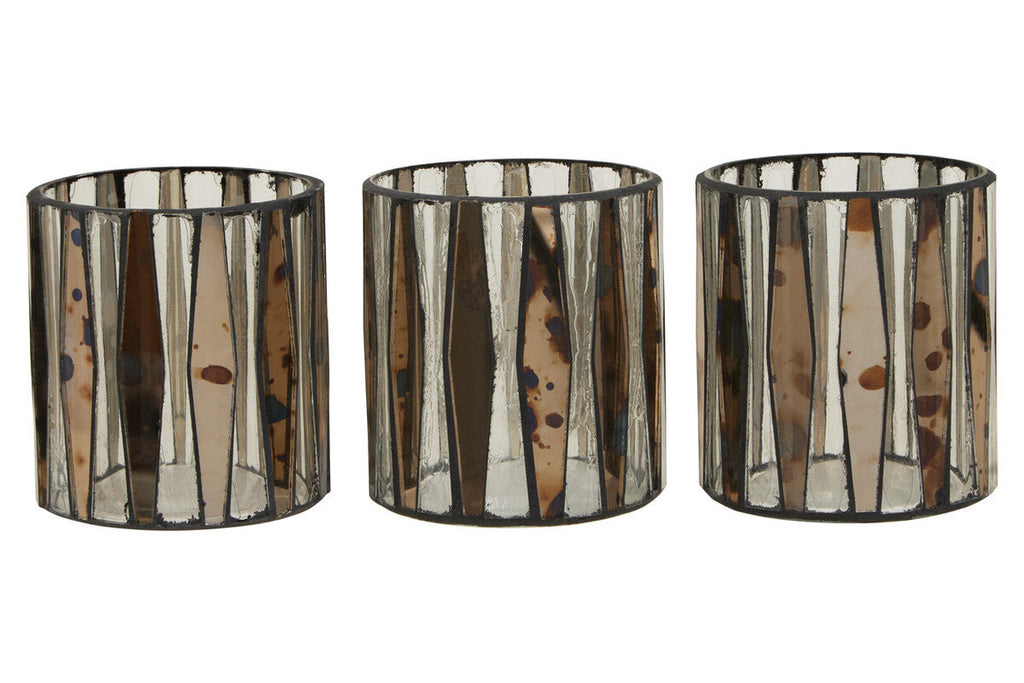 Smoked Antique Finish Set of 3 Tealight Holders | Gaia
