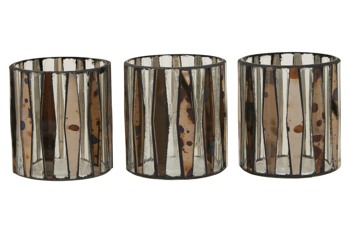 Smoked Antique Finish Set of 3 Tealight Holders | Gaia