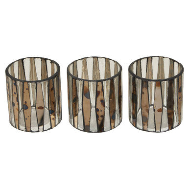 Smoked Antique Finish Set of 3 Tealight Holders | Gaia