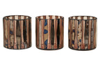 Set of 3 Pink Antique Finish Glass Tealight Holders | Gaia