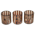 Set of 3 Pink Antique Finish Glass Tealight Holders | Gaia